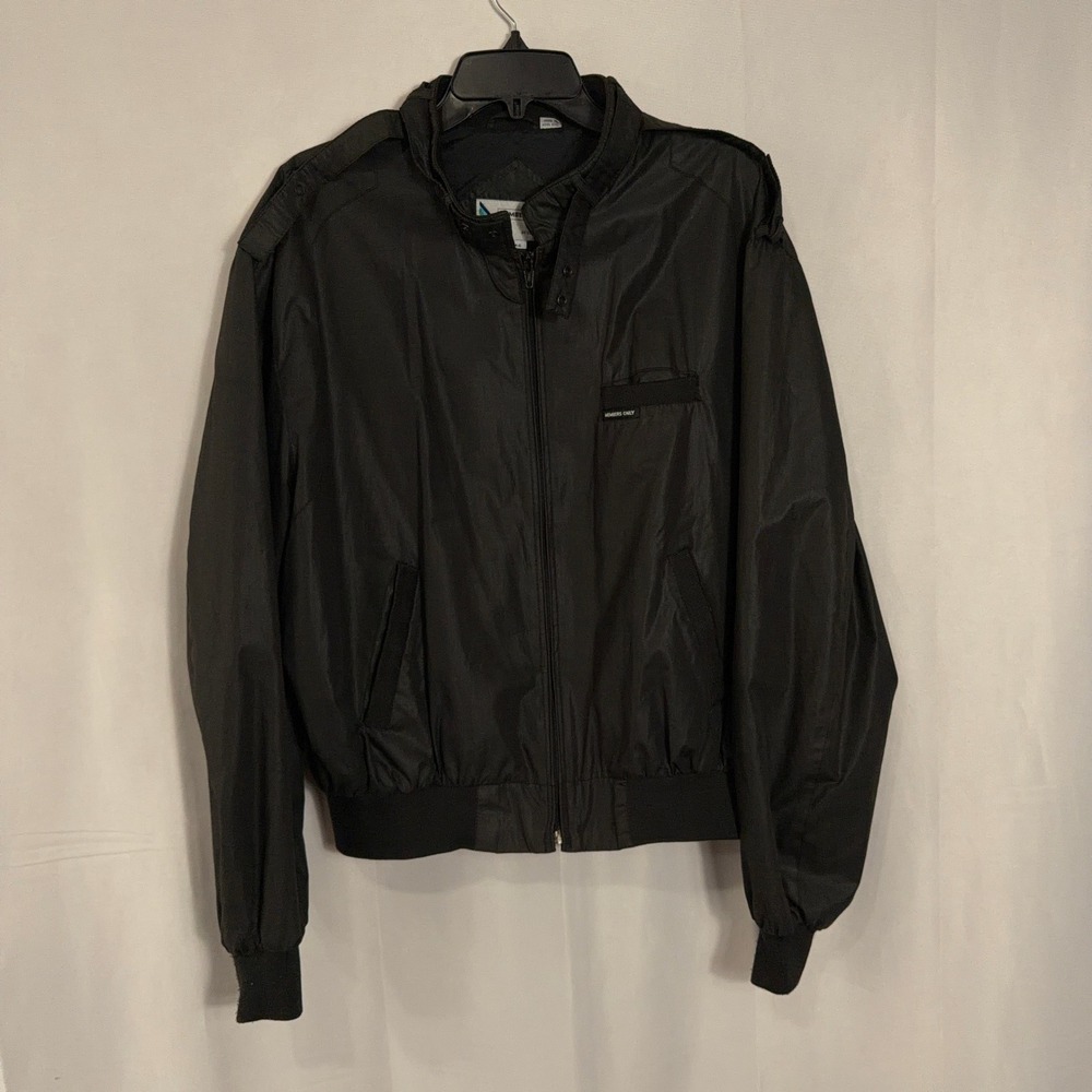 Members Only Jacket Iconic Racer 46 Epaulettes Throat Latch Black Mens
